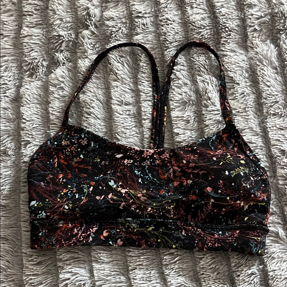 Lululemon Black Multicolor Printed Sports Bra Top